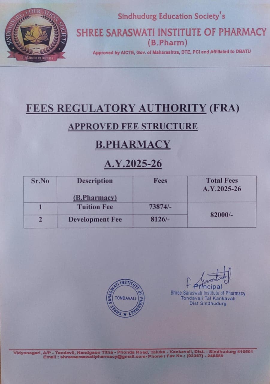 FRA Fee Structure for Academic Year 2025-26